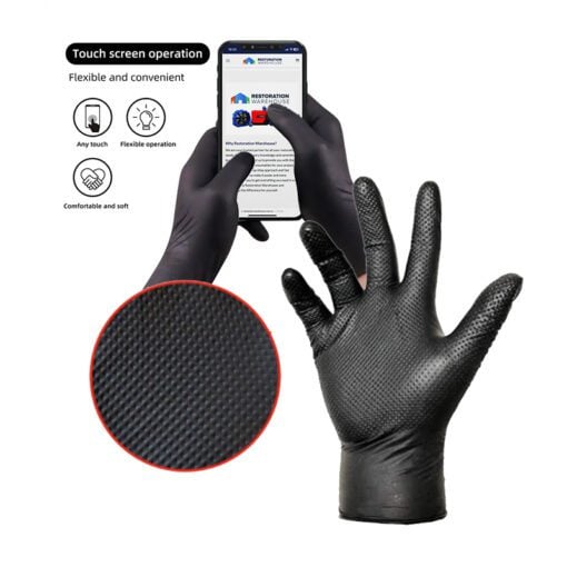 EZY Diamond Grip Heavy-Duty Nitrile Gloves